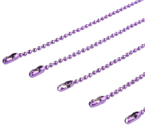 L6NqIAG 10 Stück Bunte Kugelketten for DIY-Halskette, Schmuckherstellung, 1,5 mm Perlen, Kugelkette, Halskette mit Stecker, 68 cm Kugelkette(Purple)