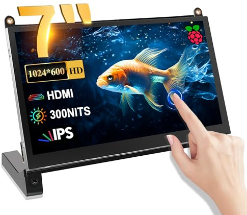 Golday Touchscreen portatile Goday da 7 pollici monitor IPS con doppia interfaccia HDMI, compatibile con Windows/Noobs/Kali-Linux