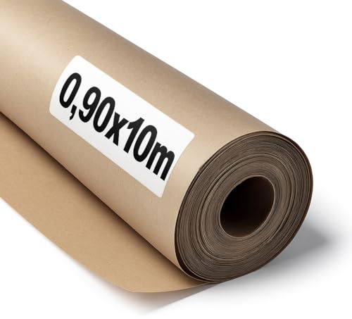OFITURIA Naturbraunes Kraftpapier 70 g/m² – Rolle 0,90×10 m – Pack mit 3 Rollen – Recyclingpapier für Verpackungen, Basteln und Dekoration – Reißfest – Geeignet für Acryl- und Ölfarben