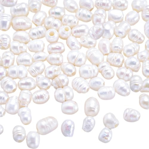 LEGENTLISUR 100 piezas de perlas de agua dulce para hacer joyas, perlas cultivadas naturales blancas, perlas sueltas para pulseras, collares, pendientes, suministros de manualidades (4 5mm)