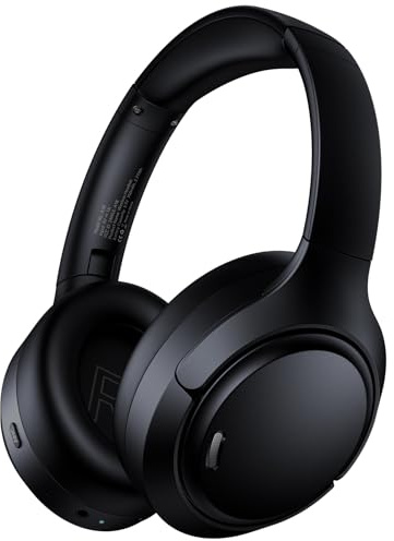 Hybrid Active Noise Cancelling Headphones Wireless, 120Hrs Playtime, 6 ENC Clear Mic, Over Ear Bluetooth Headphones with Hi-Res Audio Comfort Earcup Foldable ANC Headphone for Travel Game Home Office