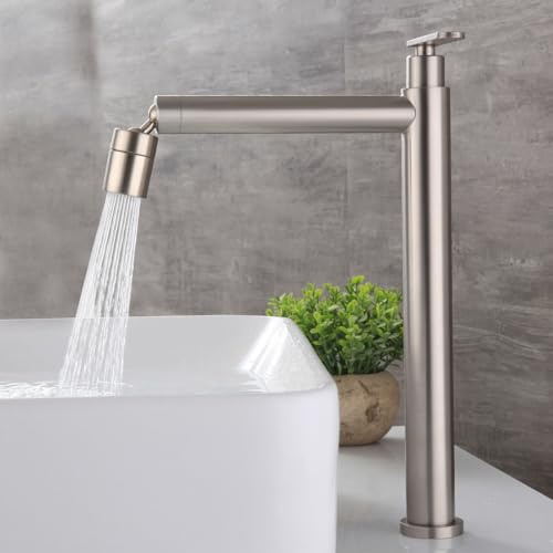 Robinet Vasque Salle de Bain avec Sortie D'eau Étendue 2 Mode Mitigeur Eau Froide Lave Main,Brossé