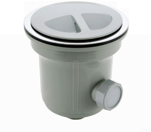 Passoire d'évier de cuisine, ensemble de vidange d'évier avec double système de filtration, filtre anti-fuite, filetage G1-½ pour évier de cuisine (185 mm)