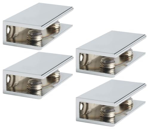 Mooche 4Pcs Chrome Glass Shelf Bracket, Adjustable Shower Brackets 6-10mm