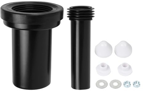 Juego de conexión para pared – WC, accesorio de entrada y desagüe, 185 mm o 300 mm de largo, tubo de conexión para inodoro, alta seguridad funcional (tubo de descarga + tubo de desagüe + tapas, 185 mm