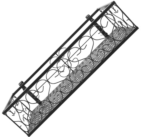 Yardenfun Cesto di Fiori in Ferro Battuto 50x20x12cm per Patio e Ringhiera, Portafiori da Recinzione Resistente e Facile da Installare per Piante Succulente
