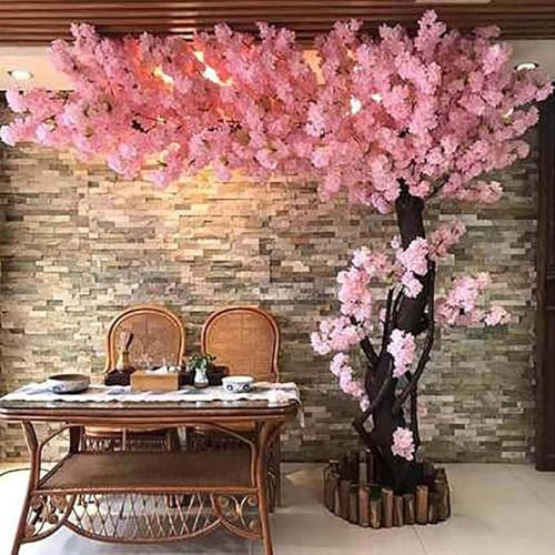 Rosado,5.9 * 4.9ft,Árbol De Cerezo Artificial, Árbol De Cerezo Rosa Claro Hecho A Mano con Ramas En Flor, Árbol Falso Alto para Decoración De Bodas En Interiores y Exteriores.