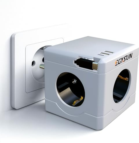 Steckdosenwürfel, Mehrfachsteckdose ohne Kabel 3er Steckdose mit USB C und USB-A, Verteilersteckdose Adapter Würfel, Multisteckdose für Schreibtisch & Gaming PC Zubehör