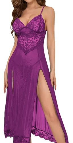 Generico Suora sexydonna Hot Completino Hard Curvy Intimo Donna intimos Body Aperto sotto Mutande Sexy Trasparenti x Sesso Brasiliana Pizzo Tanga Completo Senza(Viola,S)