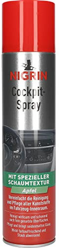 NIGRIN Cockpit-Spray Apfel, reinigt wirksam und schonend auch feingenarbte Oberflächen, 400 ml