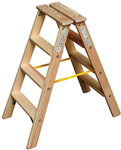 KRAUSE lhi218 Stehleiter in Holz, 2 x 4 Stufen, 0.45 m Höhe
