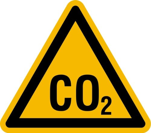 LEMAX® Warnschild, Warnung vor CO2 - praxisbewährt Kunststoff gelb/Schriftfarbe: schwarz, 200mm