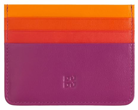 DuDu Porta carte di credito colorato in pelle Nappa 6 tasche Fucsia