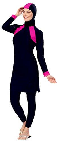 Muslimischen Damen Badeanzug Muslim Islamischen Full Cover Bescheidene Badebekleidung Modest Muslim Swimwear Beachwear Burkini (Int’l – S, Hijab Connected-7)