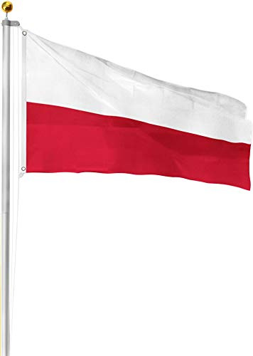 Circle Five Fahnenmast inkl. Länderflagge Deutschlandfahne und Zubehör Farbe Polen Größe 6.8 Meter