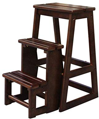 Klapptreppe Klapptritt Klappstufen Leiter Stuhl Hocker Tritthocker Trittstuhl Trittleiter Haushalts Massivholz Leicht und klappbar 3 Stufen für Kinder Erwachsene, Klapptreppe bis 150 kg