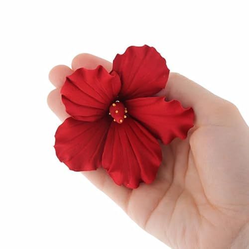 Global Sugar Art Hibiscus Sugar Cake Flowers, Red, Hawaiian Cake Flower Large 3 Count by Chef Alan Tetreault