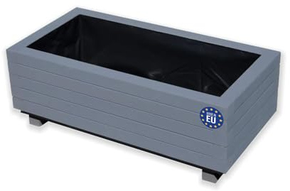 alfalux Hochbeet 80 x 40 x 30H cm mit 1 x Wasserablauf Blumenkasten aus Holz Pflanzkübel Garten Balkon Terrasse GRAU ANTHRAZIT AB80KAN4030AN