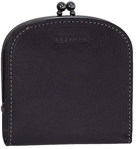 Ledershop24 Leder Damen Geldbörse Portemonnaie Geldbeutel Bügelbörse mit Knipser 16771 Farbe Schwarz
