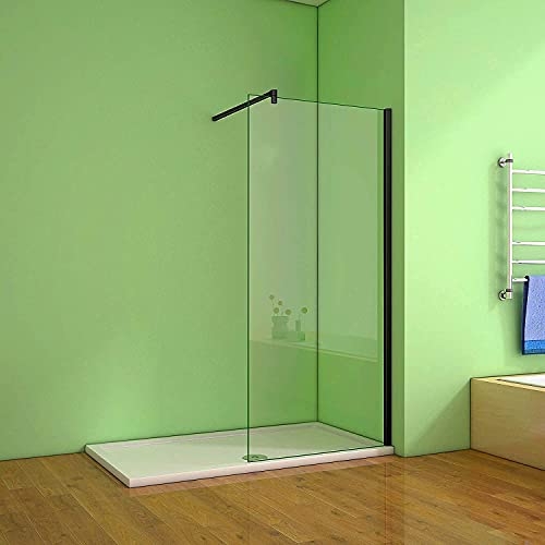 Acezanble 80cm Dusche Walk in Duschwand Duschtrennwand 8/10mm Nano Glas Duschabtrennung H200cm Schwarz