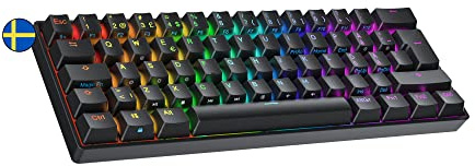 Ranked S60 Supernova Mechanische 60 Prozent Tastatur | Hotswap Gaming Keyboard | 62 Tasten mit RGB Beleuchtung | PC/Mac Gamer | Schwedisches Layout (Schwarz, Gateron Optical Blue)