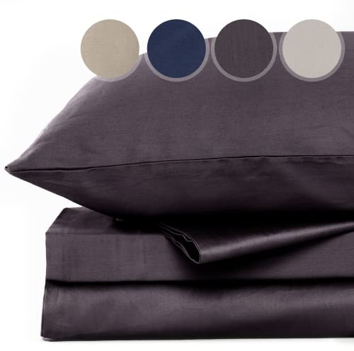 ENTSPANNO Luxus Bettwäsche | Baumwolle Satin - Bettdecke Bettbezug155x200 Anthrazit | ÖkoTex Standard | Mako Satin Bettwäsche für erholsamen Schlaf