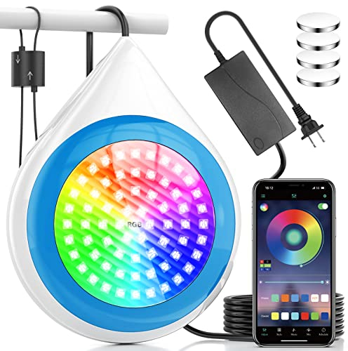 RGB Unterwasser LED Licht Multi Farbwechsel, 12V Poollampe LED Unterwasserlicht Zum EinhäNgen, App-Steuerung LED Poolbeleuchtung RGB, Poolscheinwerfer Unterwasser LED mit 5M Kabel &Transformator
