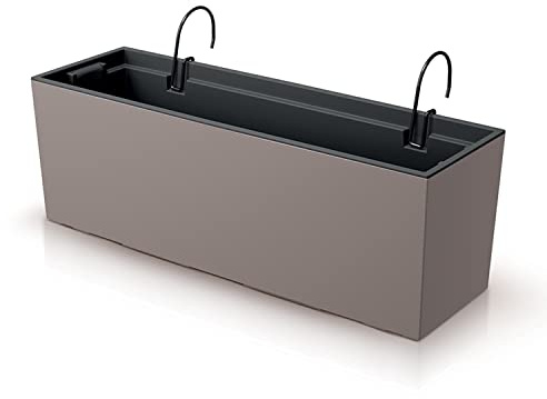 IMJ-Global Vaso per Fiori piante Rettangolare Urbi Case W Decorativo in Plastica Alto 20 cm da interno esterno 18x58 cm Rettangolare Mocca Design Moderno 18 Litri