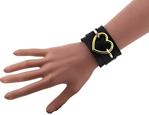 Bysonglezai Armbänder Damen Armband Frauen Geschenk Mädchen Cosplay Männer Schwarz Leder Nietenarmband Punk Armband Goth Manschette Armband Gothic Niet Schnalle Armbänder Für Frauen Gopunk-3