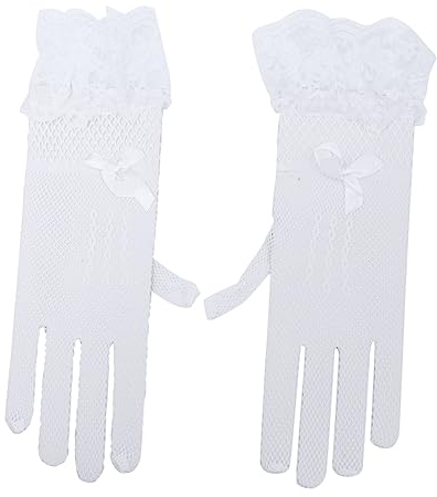 VALICLUD Netzhandschuhe Für Damen Weiße Brauthandschuhe Aus Netz Und Spitzenmuster Für Hochzeit Abendveranstaltung Mit Bequemer Passform Und Elegantem Design