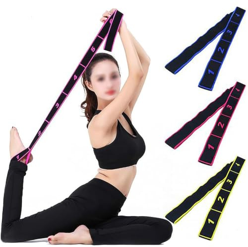 3 Stück Fitnessband mit Schlaufen, Gymnastikband, Theraband Loop für Krafttraining und Yoga Pilates, Terrabänder mit 8 Schleifen Fitnessbänder Waschbarer (Rosa/Gelb/Blau)