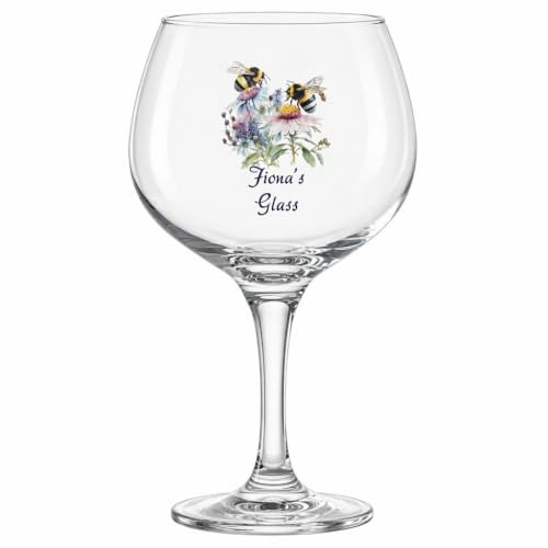 ukgiftstoreonline Personalised Bumble Bee Cocktail Gin Glass Gift for Her