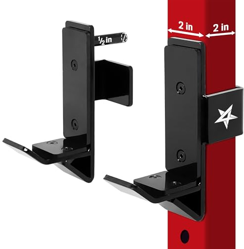 Yes4All J-Haken aus Stahllegierung, 2 x 2, Loch 1/2 Power Rack Aufsätze – Kapazität 0,5 kg für Kniebeugengestell für Heim-Fitnessstudio
