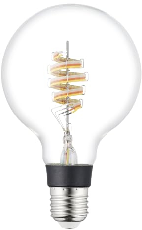 EGLO Connect.z Smart-Home LED Leuchtmittel E27, G95 Globe, ZigBee, App und Sprachsteuerung Alexa, dimmbar, warmweiß, 4,9 Watt, Vintage Glühbirne transparent spiralförmig
