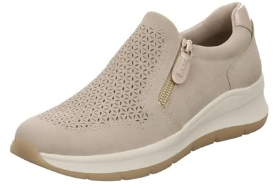 Jana Damen Sneaker flach mit Reißverschluss Vegan, Beige (Beige), 39 EU