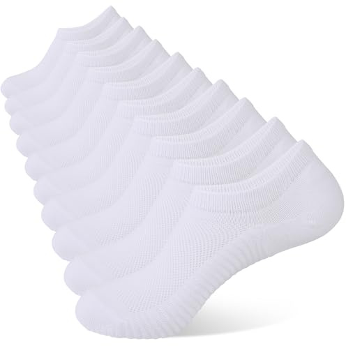 YOJOOM No Show Trainer Socks for Womens 5 Pairs Non Slip Low Cut Ankle Socks Invisible Footies Loafers Casual Boat Shoes Size 4-7 7-9 (UK, Numeric, 7, 9, Regular, Regular, White 5 pairs)