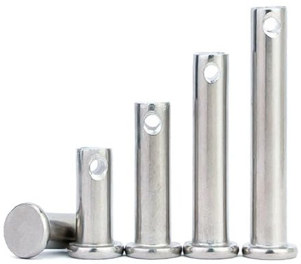 Leliafleury 5Pcs Single Hole Clevis Pins Stainless Steel Flat Head Pin Cylindrical Locating Pins, 10mm x 60mm