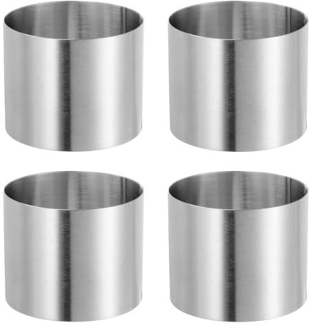 sourcing map 4PCS Round Cake Ring 2.36 x 2 Inch Seamless Stainless Steel Pastry Mousse Dessert Ring Mirror Coating for Baking Cooking Making Tool
