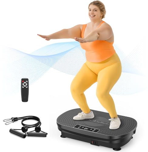 FEIERDUN Vibrating Plate Exercise Machine, Vibrating Plate for Lymphatic Drainage, Vibrating Platform for Weight Loss, Toning and Wellness - Black