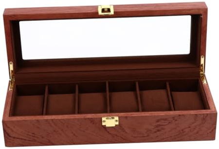 COSMEVIVI Vintage Uhrenbox Holz 6 Slots Mit Transparentem Deckel Abnehmbare Kissen Uhrenaufbewahrung Für Schmuck Und Armbanduhren