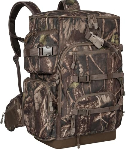 OUUTMEE Jagd Rucksack Camo Outdoor Jagd Pack für Bogen oder Gewehr mit Halter für Jagd Camping Wandern, Camo B, 50L, Harte Unterseite