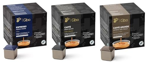Tchibo Qbo Kräftig Premium Kaffeekapseln, 81 Stück, 3x27 Kapseln in Würfelform, verschiedene kraftvolle Kaffeesorten, aromaversiegelt, klimaneutral kompensiert, Kaffeegenuss Set zum Vorteilspreis