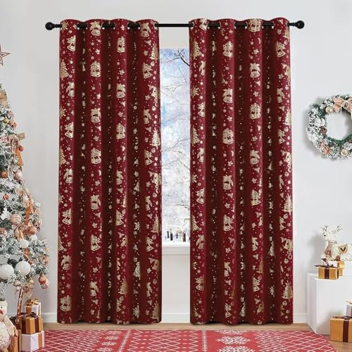 MLUNKQAIL Tenda 3D Campana Tende Oscuranti per Interni - Natale Tenda Oscurante da Interno, Tende Isolamento Resistente all'Usura, Comoda al Tatto 2 x L 150 x A 280 cm