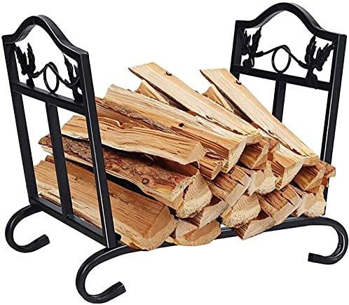 GUHPZA Firewood Rack Fireplace Wood Storage Shelf, Firewood Rack Log Storage Stand, Indoor Outdoor Fireplace Tool Steel Frame For Patio Deck Back