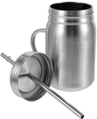 MOLUCKFU Botella De Jugo De Acero Inoxidable Con Pajita Contenedor Para Viajes Hogar y Oficina Taza De Té De Leche Diseño Ergonómico y Duradero