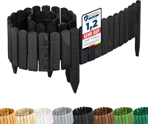 Garronda Rasenkante Holz Beeteimfassung imprägniert 200 cm x 20 cm Flexibler Rollborder Zaun für Garten GD-0108 (Graphite, Höhe: 20 cm)