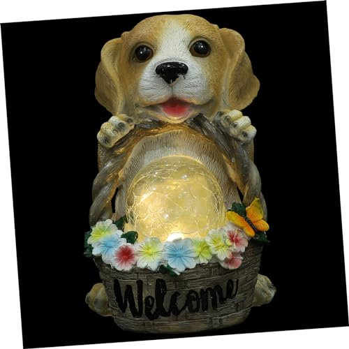Happyyami Solar Light Hund Deko Figur Wasserdichte Gartenlampe Mit Led Solarbetrieben Für Außenbereich Als Garten Ornament Und Nachtlicht Für