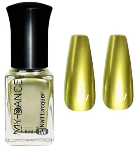 Metallic Nail Polish - Mirror Effect Green Nail Varnish - 7 Days Long Lasting & Quick Dry Nail Polish - Metal Gloss Chrome Nail Varnish for Women DIY Home Manicure (6ml)