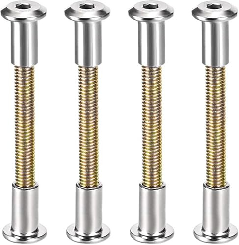 TA-VIGOR 4 Sets Furniture Connecting Screws Bolts, M6 x 60mm Binding Screws Posts Belt Buckle Binding Bolts, Hex Socket Fasteners for Kitchen Cabinet Cupboard Furniture Connectors