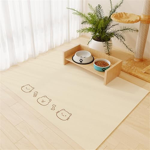 FANSU Napfunterlage Hund, Groß Saugfähig Schnelltrocknende Waschbar rutschfest Futtermatte, Diatomeenerde Futtermatte Hund Futterunterlage Katze, Unterlage Katzennapf (Beige,50x80cm)